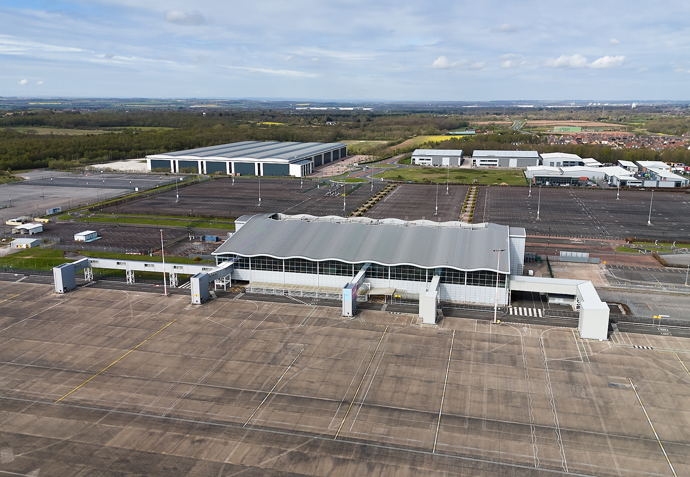 Drone View of Airport Hangers