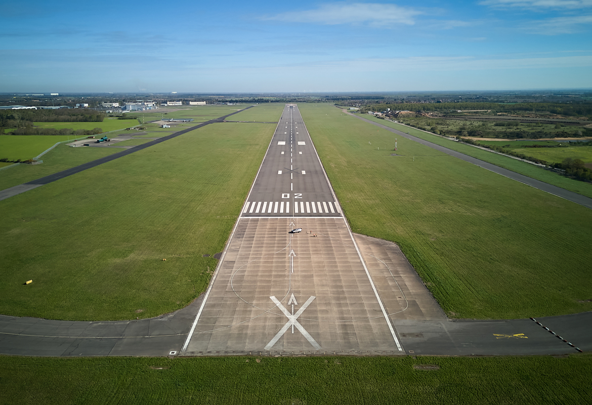 The runway at Doncaster Sheffield Airport